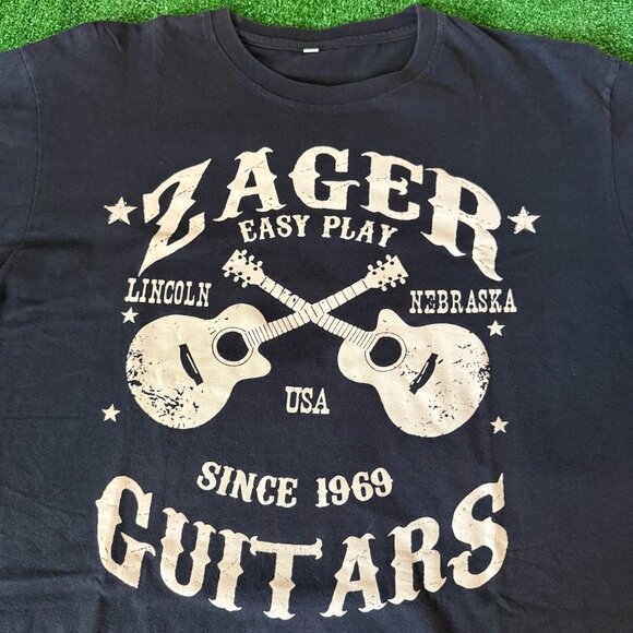 Zager Guitars Graphic T-Shirt Men’s Short Sleeve Crew Neck Casual Tee Size XL - Picture 6 of 14